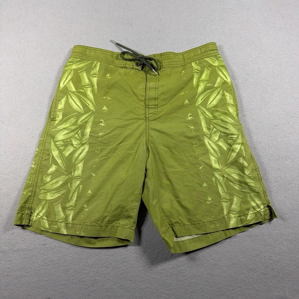 Tommy Bahama Relax‎ Swim Trunks Men Medium Regular Green Bamboo Print Coastal